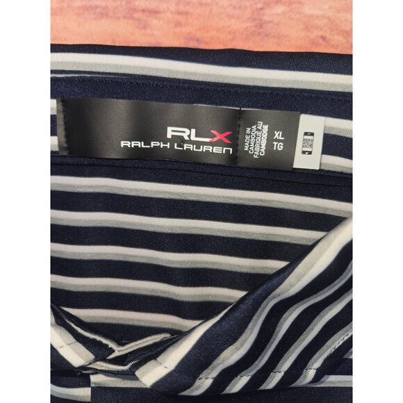 RLX Ralph Lauren Mens Striped Polo XL Navy/White Polyester - Picture 5 of 8